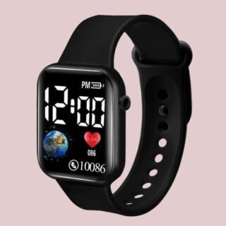 Montre électronique LED en forme de globe carré